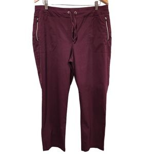 Weekends By Chico's Womens Burgundy Drawstring Joggers Size 3 16 Loungewear